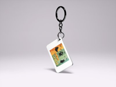 Halloween Text With Colourfull Background -Flying Bats -Printed Acrylic Keychains(Pack Of 2)