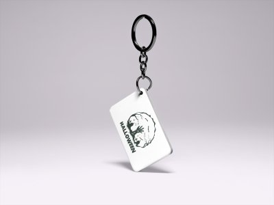 Halloween, graveyard, (BG white) -Printed Acrylic Keychains(Pack Of 2)