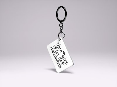 This Girl Loves Halloween Black Text-Printed Acrylic Keychains(Pack Of 2)