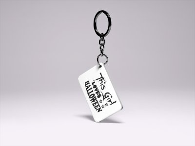 This Girl Loves Halloween Creepy Text-Printed Acrylic Keychains(Pack Of 2)