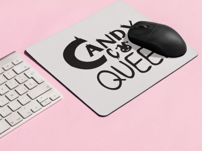 Candy Corn Queen Black Text -Haunted House -Halloween Theme Mousepads