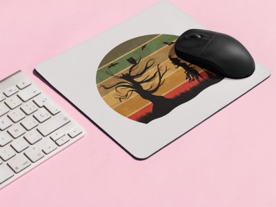 Halloween graveyard -Witch illustration graphic -Halloween Theme Mousepads