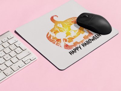 Happy Halloween- Pumpkin With Evil Shadow-Halloween Theme Mousepads