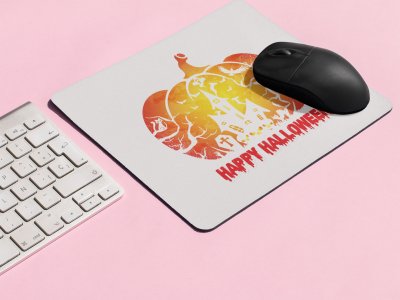 Happy Halloween-Hunted House Inside The Pumpkin -Halloween Theme Mousepads
