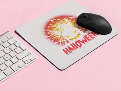 Halloween Red Text-White Ghost -Halloween Theme Mousepads