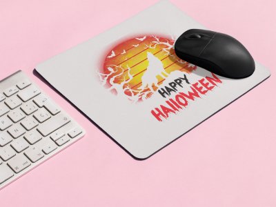 Happy Halloween-Howling Fox -Halloween Theme Mousepads
