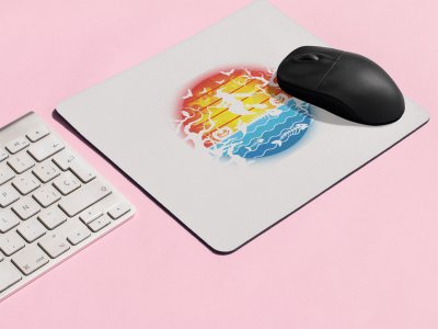Halloween Scary Illustration -Flying Witch-Halloween Theme Mousepads