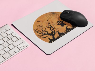 Halloween Illustration -Scary Semi Circle-Halloween Theme Mousepads