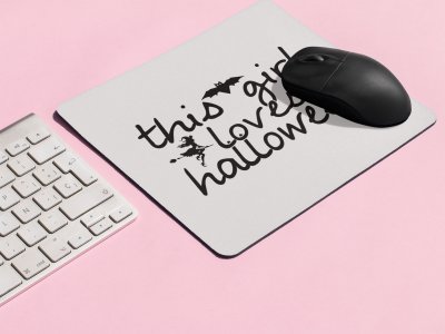 This Girl Loves Halloween Black Text-Halloween Theme Mousepads