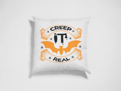 Creep it real-Bat(BG Orange)-Halloween Theme Pillow Covers (Pack Of 2)