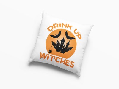 Drink up witch-Hunted House With Spiders -Halloween Theme Pillow Covers (Pack Of 2)