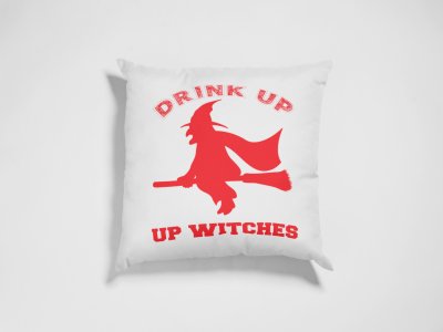 Drink up witches, Flying witch -Halloween Theme Pillow Covers (Pack Of 2)