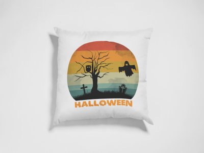 Halloween Cemetery illustration graphic -Halloween Theme Pillow Covers (Pack Of 2)