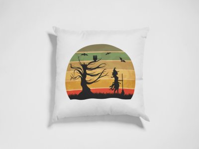 Halloween graveyard -Witch- illustration graphic -Halloween Theme Pillow Covers (Pack Of 2)