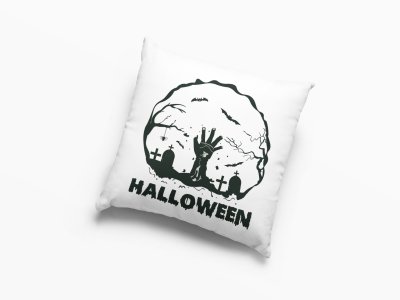 Halloween, graveyard, (BG white) -Halloween Theme Pillow Covers (Pack Of 2)
