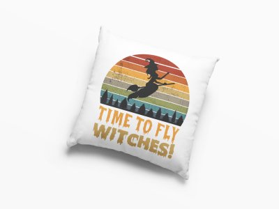 Time To fly Witches-Flying Witch-Halloween Theme Pillow Covers (Pack Of 2)
