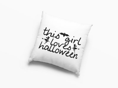 This Girl Loves Halloween Black Text-Halloween Theme Pillow Covers (Pack Of 2)