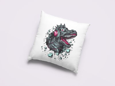Dragon With Headphone-Printed Pillow Covers(Pack Of 2)