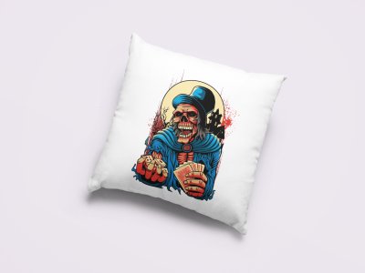 Skull With Cards-Printed Pillow Covers(Pack Of 2)