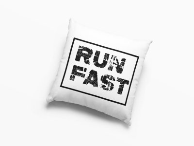 Run Fast Text In Black -Printed Pillow Covers (Pack Of 2)