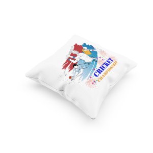 Cricket Championship Text In Blue And Yellow -Printed Pillow Covers (Pack Of 2)