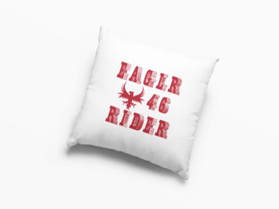 Eaglr 46 Rider Text In Red -Printed Pillow Covers (Pack Of 2)