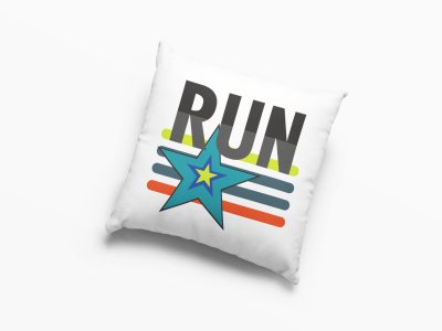 Run Text In Black -Printed Pillow Covers (Pack Of 2)