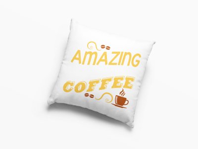 Amazing Coffee Text in yellow -Printed Pillow Covers(Pack Of 2)