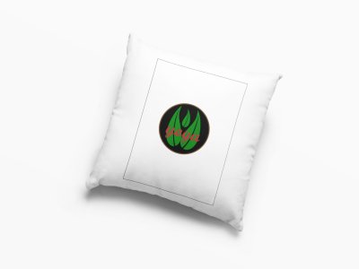 Yoga Text Written Over 3 Leaves, ( BG Green) -Printed Pillow Covers(Pack Of 2)