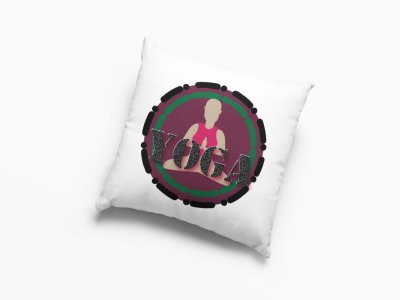 Yoga Text Meditating illustration -Printed Pillow Covers(Pack Of 2)