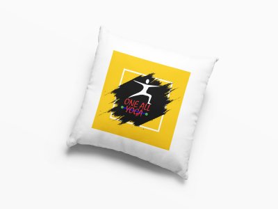 One All Yoga Text In Red -Printed Pillow Covers(Pack Of 2)
