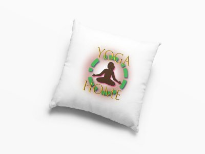 Yoga Home Text In Yellow -Printed Pillow Covers(Pack Of 2)