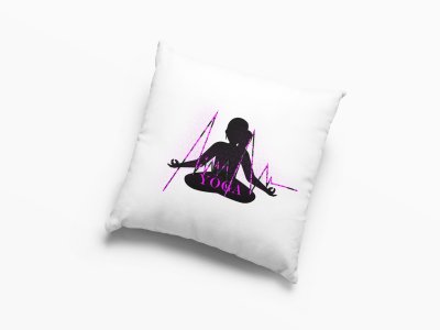 Yoga Heartbeat Text In Pink -Printed Pillow Covers(Pack Of 2)