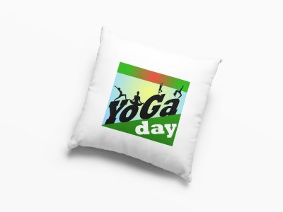 yoga dayText in Black and white -Printed Pillow Covers(Pack Of 2)