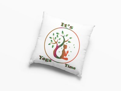 It's Yoga time Brown & Green Text -Printed Pillow Covers(Pack Of 2)