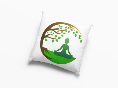 Yoga lady meditating -Printed Pillow Covers(Pack Of 2)