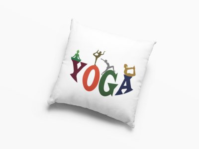 Yoga Text In Colourfull -Printed Pillow Covers(Pack Of 2)