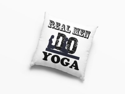 Real Men Do Yoga Text -Printed Pillow Covers(Pack Of 2)