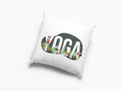 Yoga White Text -Printed Pillow Covers(Pack Of 2)