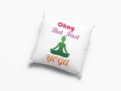 But First Yoga Text -Printed Pillow Covers(Pack Of 2)