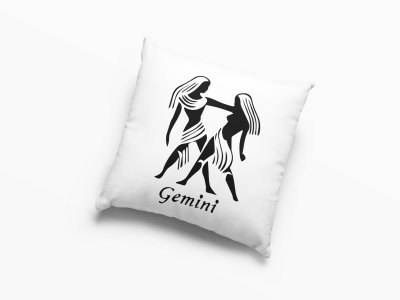 Gemini Black Text With Symbol - Printed Pillow Covers(Pack Of 2)