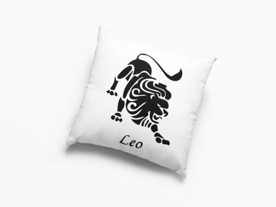 Leo Black Text With Symbol - Printed Pillow Covers(Pack Of 2)