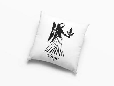 Virgo Black Text With Symbol - Printed Pillow Covers(Pack Of 2)