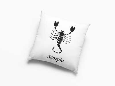 Scorpio Black Text With Symbol - Printed Pillow Covers(Pack Of 2)