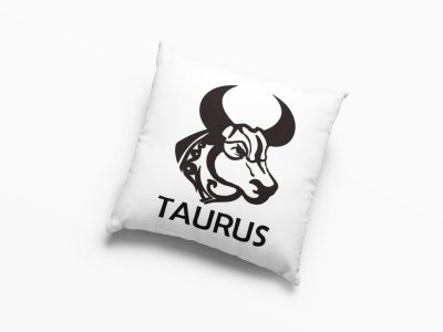 Taurus Black Text With Symbol - Printed Pillow Covers(Pack Of 2)