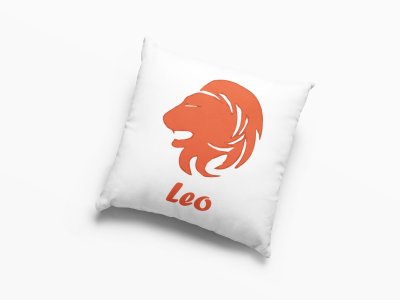 Leo (BG orange) - Printed Pillow Covers(Pack Of 2)