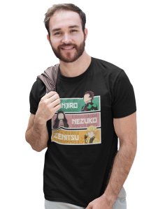 Demon slayer characters - Black printed cotton t-shirt - Comfortable and Stylish Tshirt