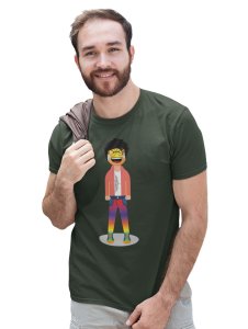 A Young Laughing Emoji Boy Printed T-shirt (Green) - Clothes for Emoji Lovers - Suitable for Fun Events - Foremost Gifting Material for Your Friends and Close Ones