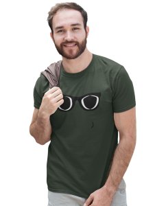 Black and White glasses Emoji Printed T-shirt (Green) - Clothes for Emoji Lovers - Suitable for Fun Events - Foremost Gifting Material for Your Friends and Close Ones