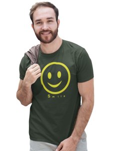 Simple Smile -Yellowish Outline Printed T-shirt (Green) - Clothes for Emoji Lovers - Suitable for Fun Events - Foremost Gifting Material for Your Friends and Close Ones